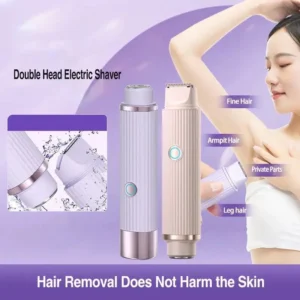 Double Head Electric Shaver for Women, Waterproof Electric Wet and Dry Hair Remover